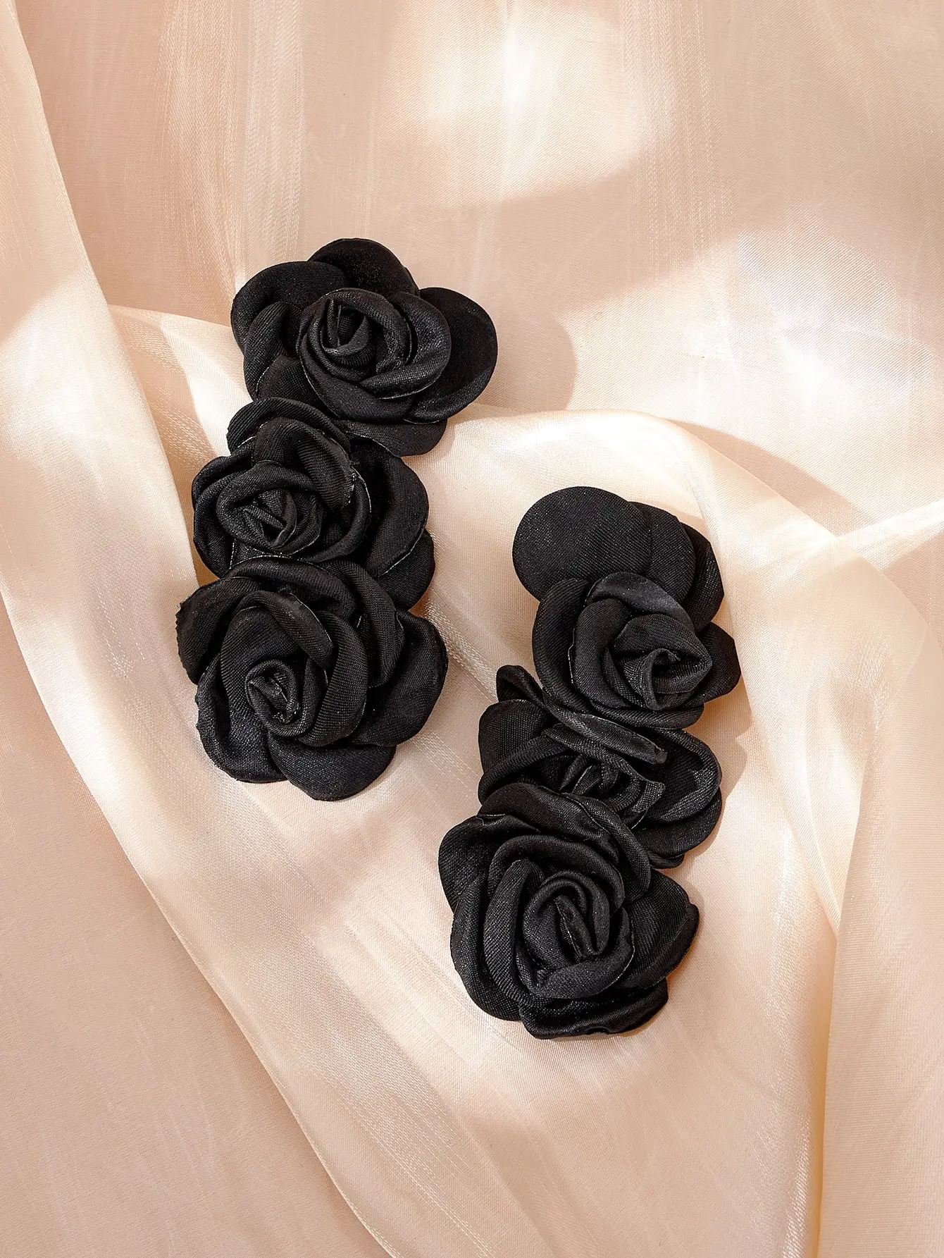 Fashion Women Fabric Flowers Earrings Ear Studs Black Pink Flower Women's Sexy Elegant Casual Jewelry Accessories