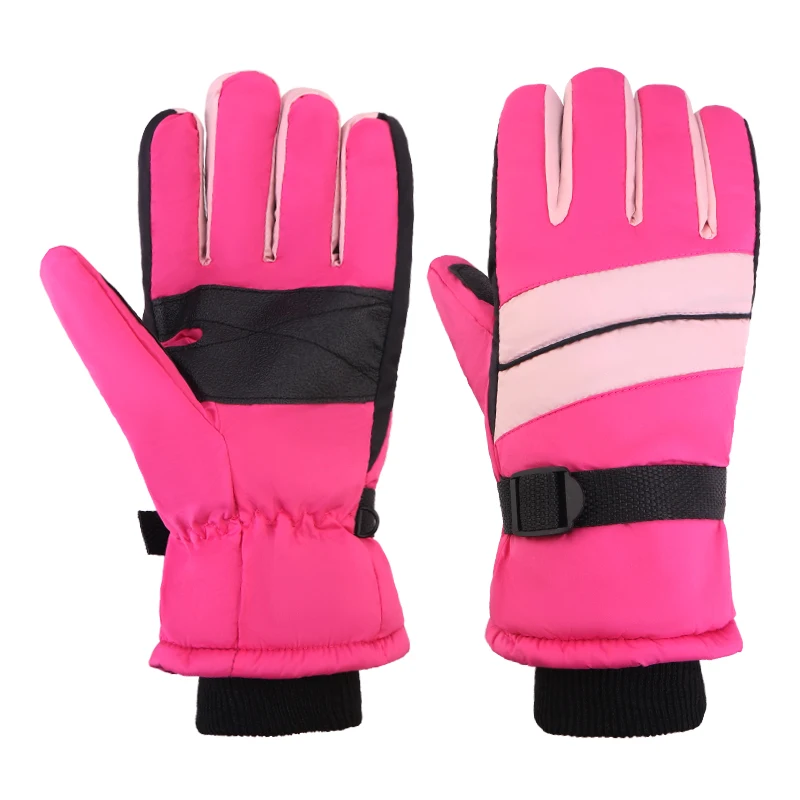 Women Winter Ski Gloves Waterproof Windproof Fleece Lined Thermal Snow Gloves Adjustable Wrist Strap Outdoor  Handwea