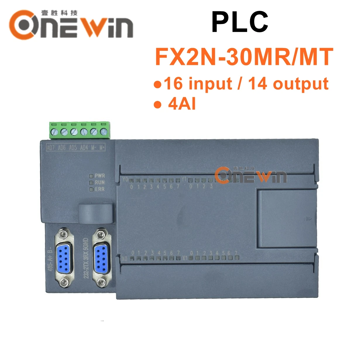 FX2N-30MR FX2N-30MT PLC Industrial Control Board 16 input 14 output 4AI RS232 RS485 MODBUS RTU Support Expansion Module