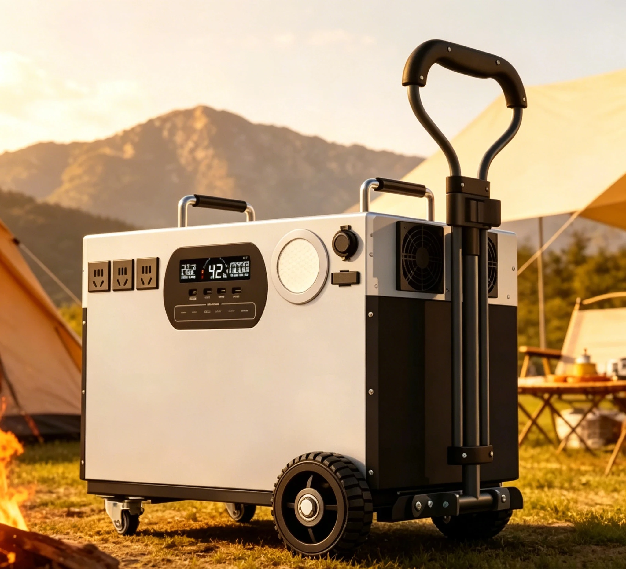 220V Output, Mobile Backup Supply for Camping, Stall & Emergency Power Outage，5000W Portable Energy Storage Power Station