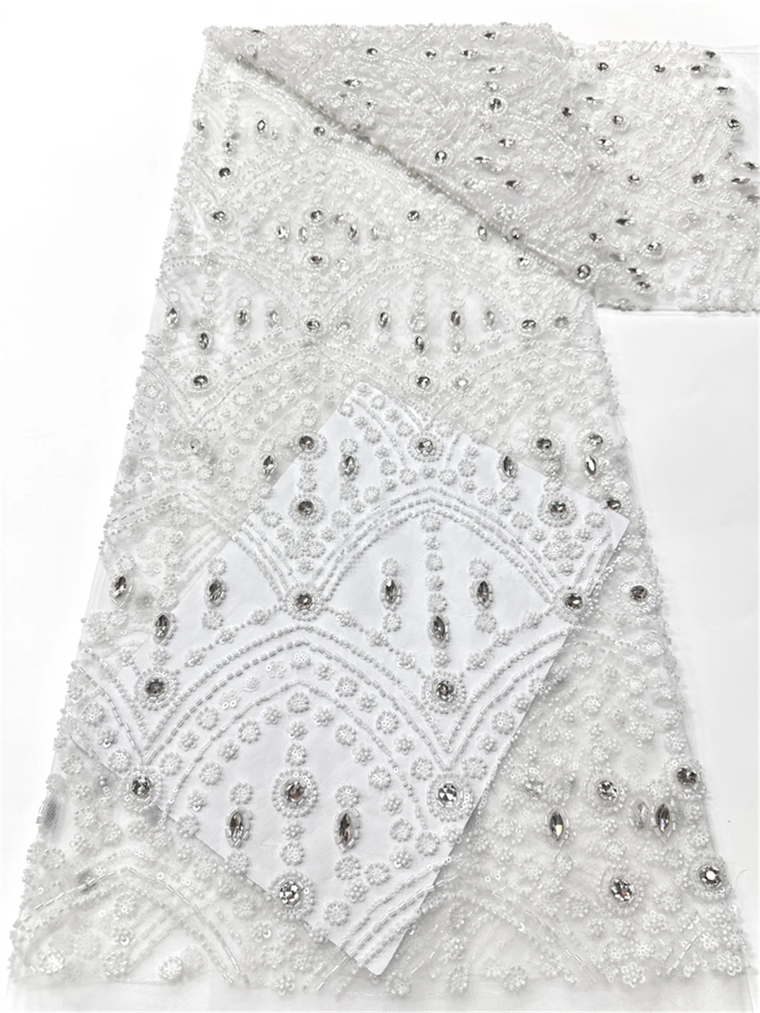 

Nigerian Luxury Sequins Lace Fabric 2026 High Quality Beads African Lace Fabric Big Stones French for Women Wedding Party Dress