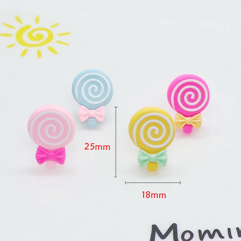 20 Pcs New Mini Cartoon Cute Lollipop Flat Back Resin Cabochon Scrapbook Kawaii DIY Embellishments Charm Accessories F51