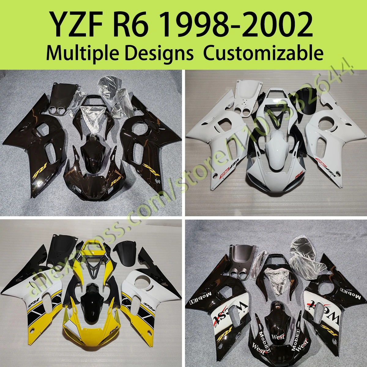 

Комплект обтекателя кузова YZFR6 1998 1999 2000 2001 2002, аксессуары для мотоциклов, обтекатели для Yamaha YZF R6 98 99 00 01 02