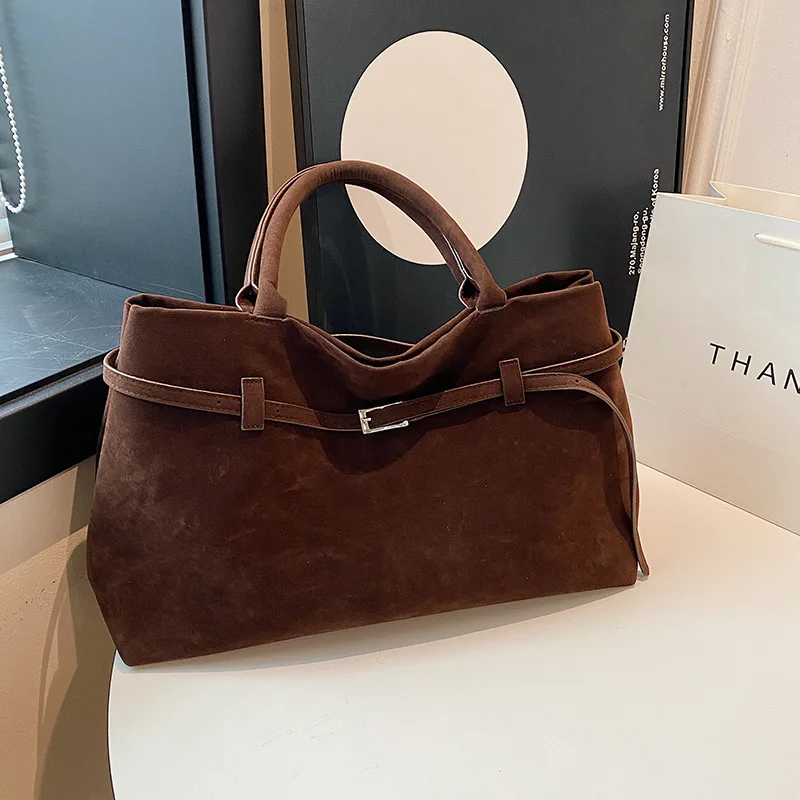 

Women's Bag Buckle Decorative Design Solid Faux Suede Tote Bag Large Capacity Hasp Casual Tote Hot Sale Bags For Women