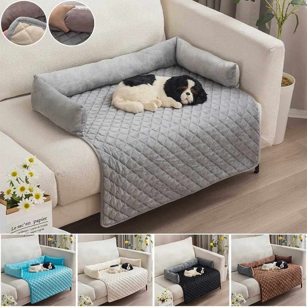 1pc Bed Mat for Pet Dog Cat Washable Pet Bed Pet Cushion with Neck Pillow Dog Bed Almohadilla Para Perros Con Almohada De Cuello