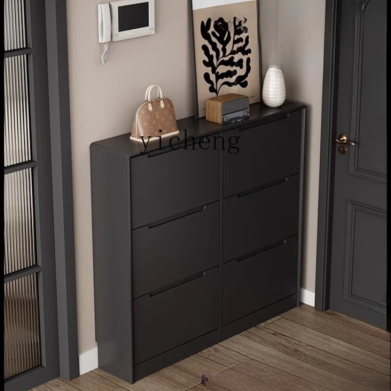 

ZK solid wood shoe cabinet, extremely narrow at the door of the home into the home storage cabinet, integrated against