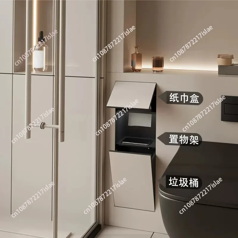 304 Stainless Steel Recessed Toilet Accessories, Tissue Box & Waste Bin