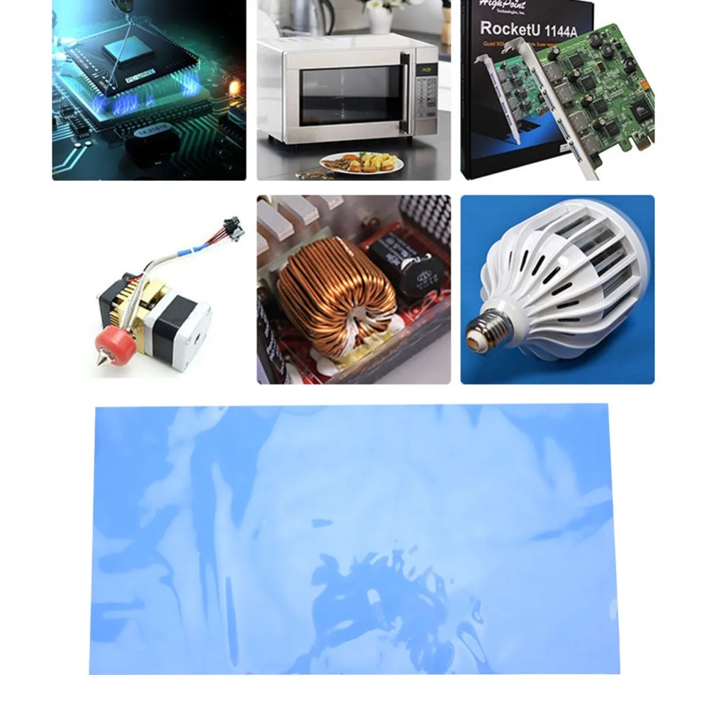 Silicone Thermal Conductivity Pad 1.5W/m-k Blue Heat Conduction Sheet Insulation Elasticity Thermal Pad LED Industry