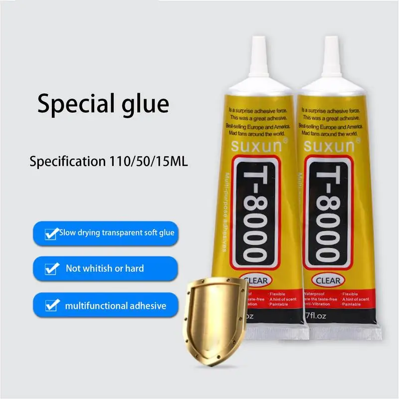 15ML 50ML 110ML T8000 Black Contact DIY Glue Repair Adhesive With Precision Applicator Tip