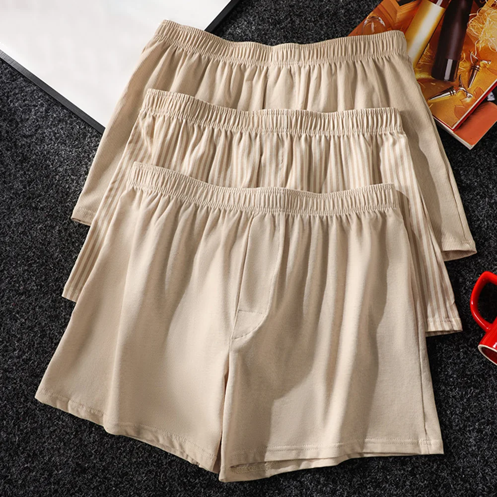 

Men\\\\\\'s Striped Cotton Boxer Shorts Underwear Loose Fit Elastic Waistband Trunks Ideal for Comfortable Sleepwear