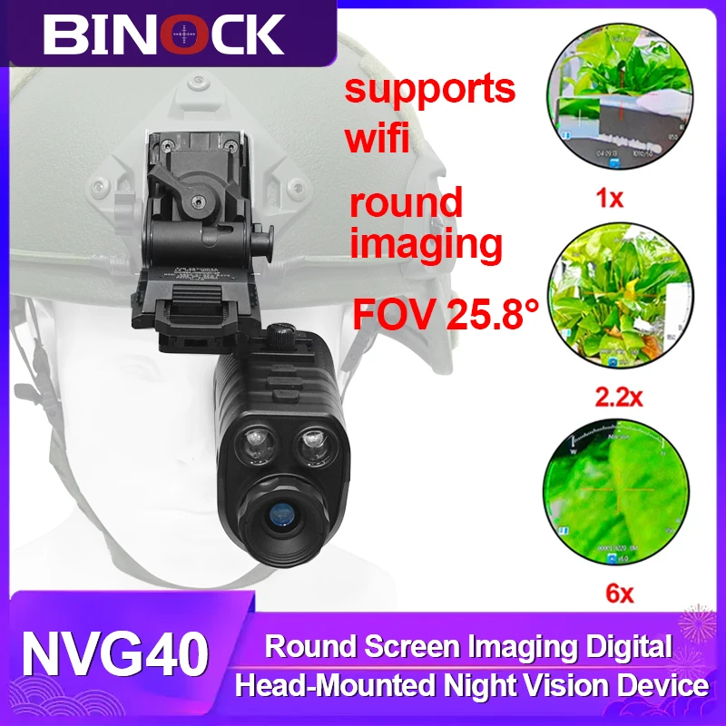 BINOCK  NVG-40 OLED round screen helmet night vision WIFI fov 25.8° goggles long range infrared digital night vision monocular