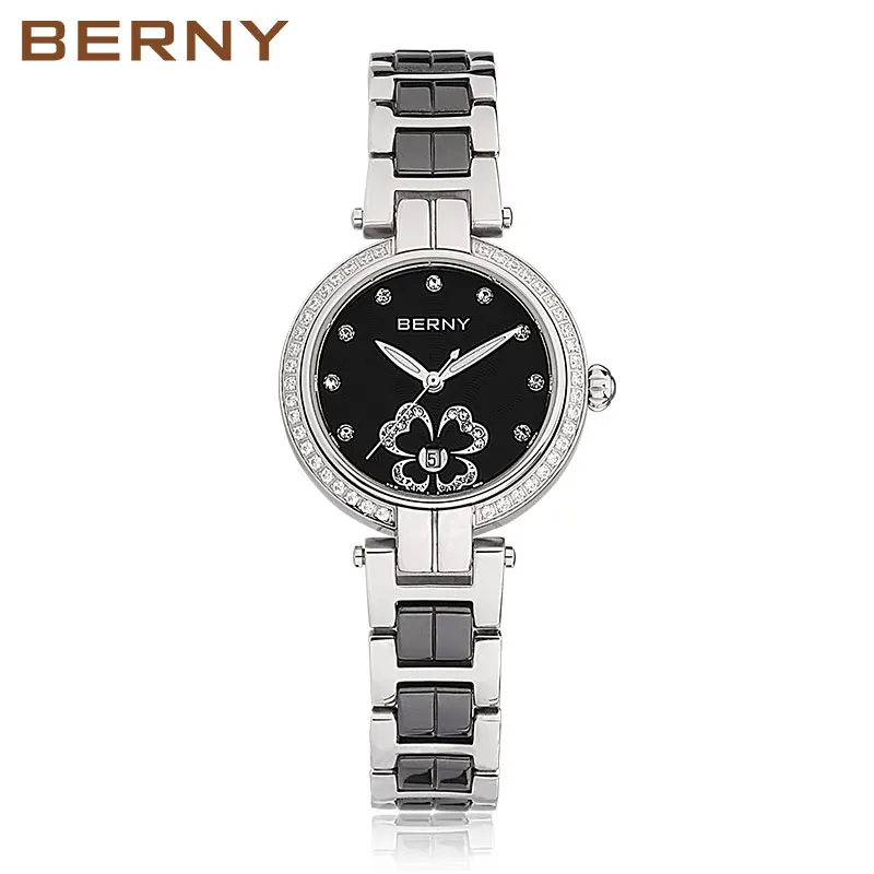 

BERNY Women's Watch Casual Fashion Ceramics Quartz Women Watches Elegante Luxury Wristwatch For Ladies Inlaid with Zircon