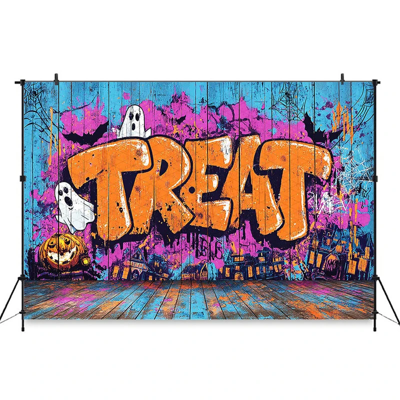 Mocsicka Halloween Decoration Background Photography Cool Street Graffiti Treat Distressed Paint Splash Kid Photography Backdrop