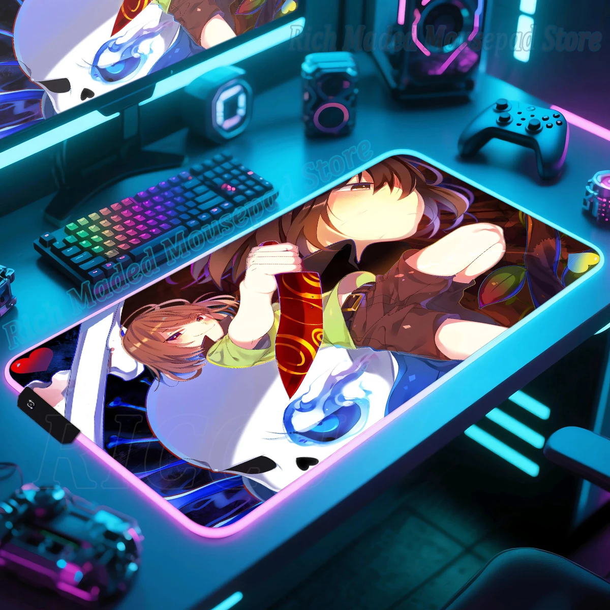 RGB Mousepad MaiYaCa Undertale Mouse Pad Gamer Keyboard Extended Deskmat PC LED Tablepad E-Sports Carpet Pc Accessories Xxl Pads