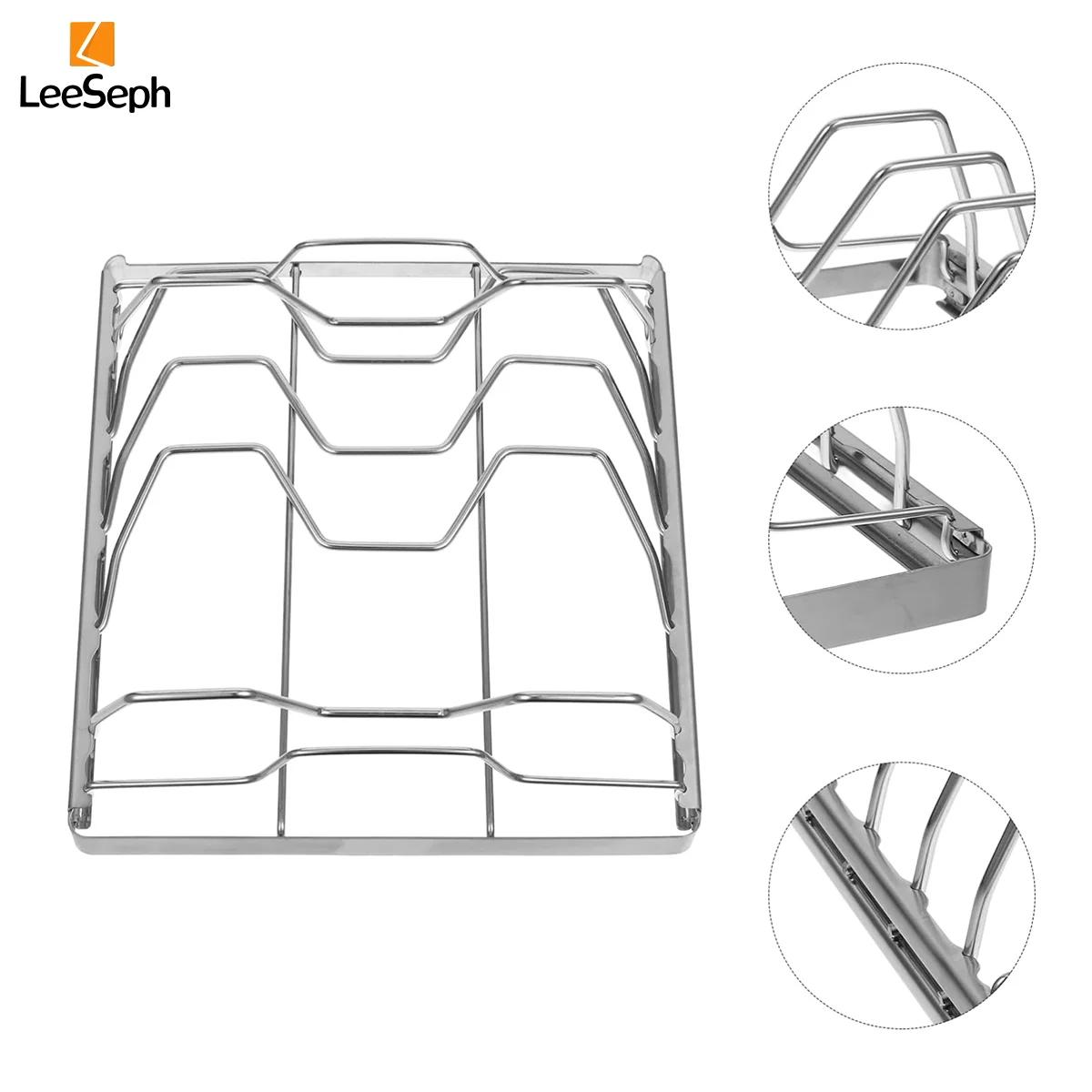رف ضلع من الفولاذ المقاوم للصدأ من Leeseph لشواء الشواء، رف تحميص ضلع لحم البقر متين غير لاصق، مثالي للشواء في الهواء الطلق والفرن #4