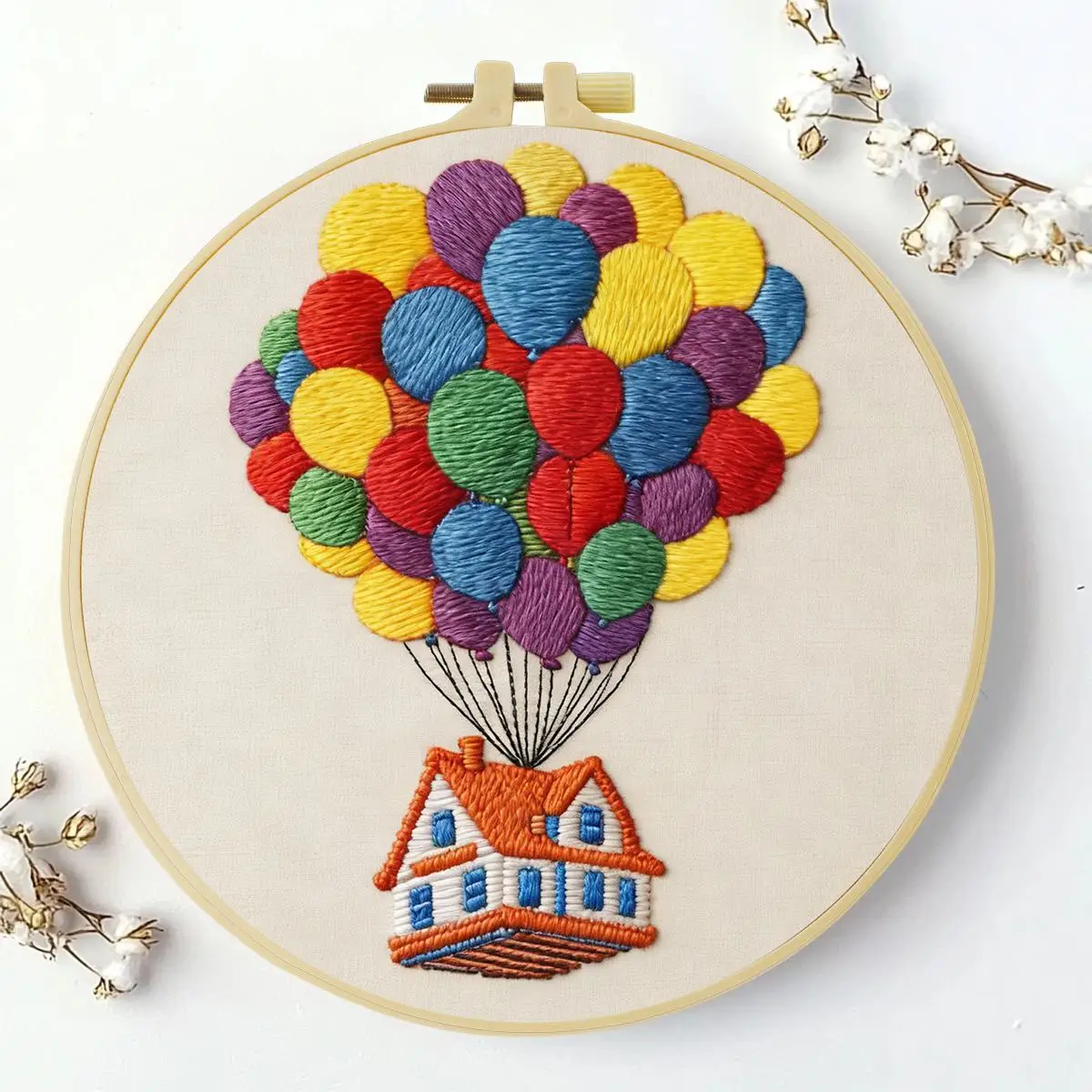 1 Stück 20X20CM/15X15CM 7,87/6,3 Zoll Heißluftballon-Stickerei-Starter-Kit DIY-Kit DIY-Stickerei-Set Handarbeiten Heimdekoration – Detail 4