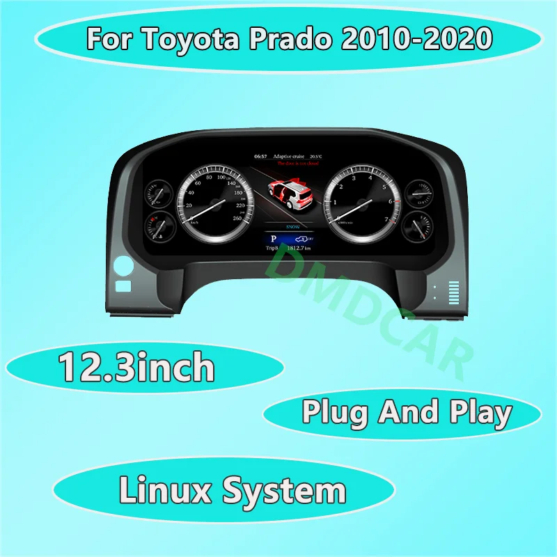 12.5inch Speedometer Linux System For Toyota Prado 2010-2020 Car LCD Cluster Instrument Dashboard Modification