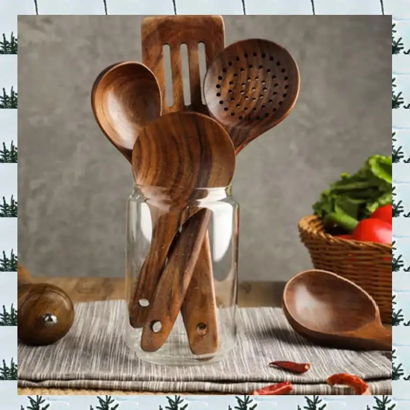 

ABLG Kitchenware Set Wooden Spoon Kitchen Tool For Non-Stick Pan Wooden Cooking Spoons And Wooden Tableware Barrels