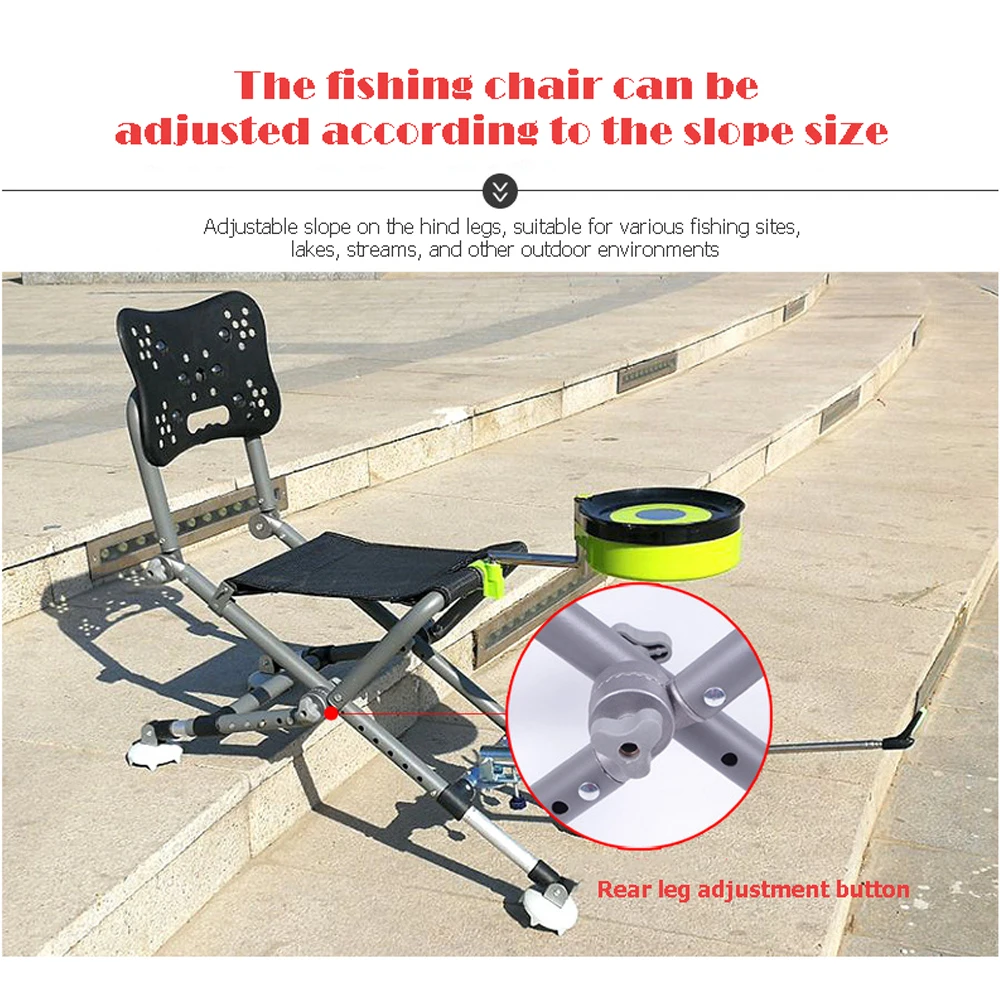 Imagem -04 - Portátil Folding Fish Chair 180 Graus Encosto Ajustável Quatro Pernas Reclinável Liga de Alumínio Camping Stool Cadeira de Pesca