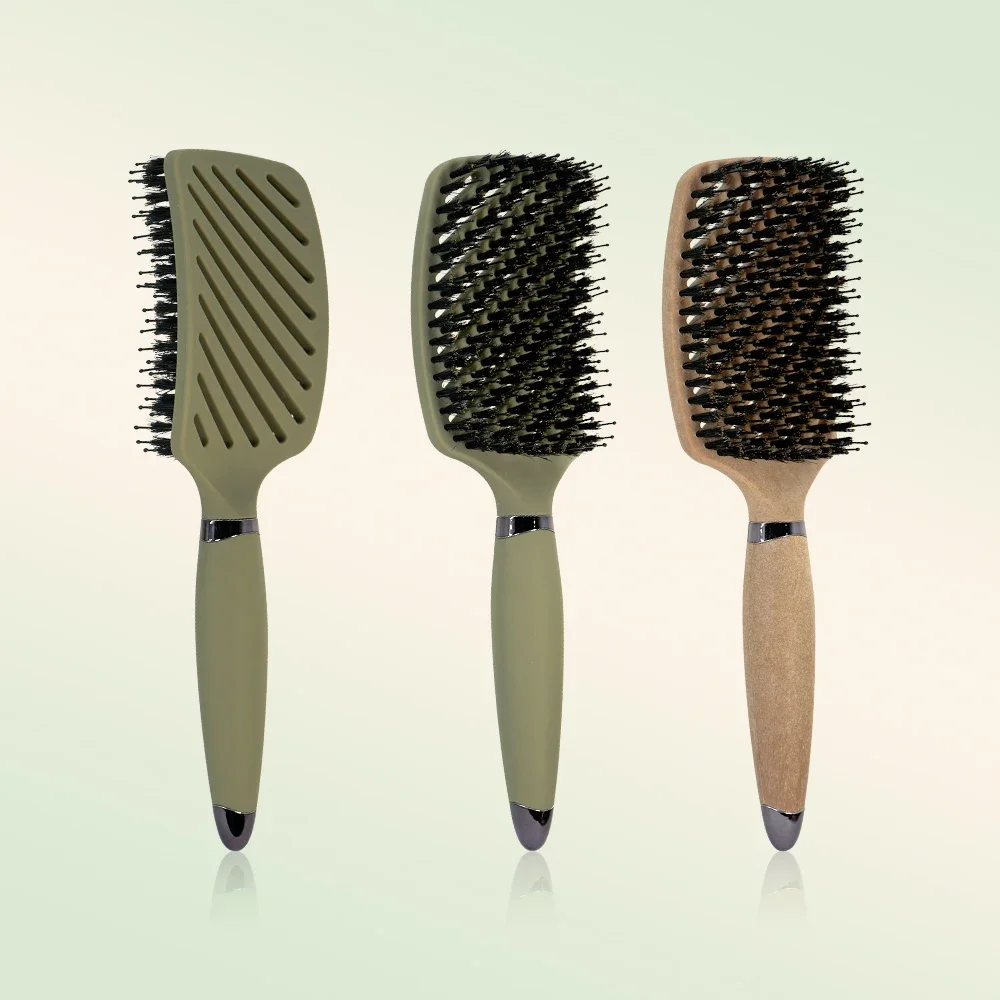 

Bristles Paddle Brush Salon Essential Styling Tool Anti Static Scalp Massage Detangling Brush for Smooth Hair Use