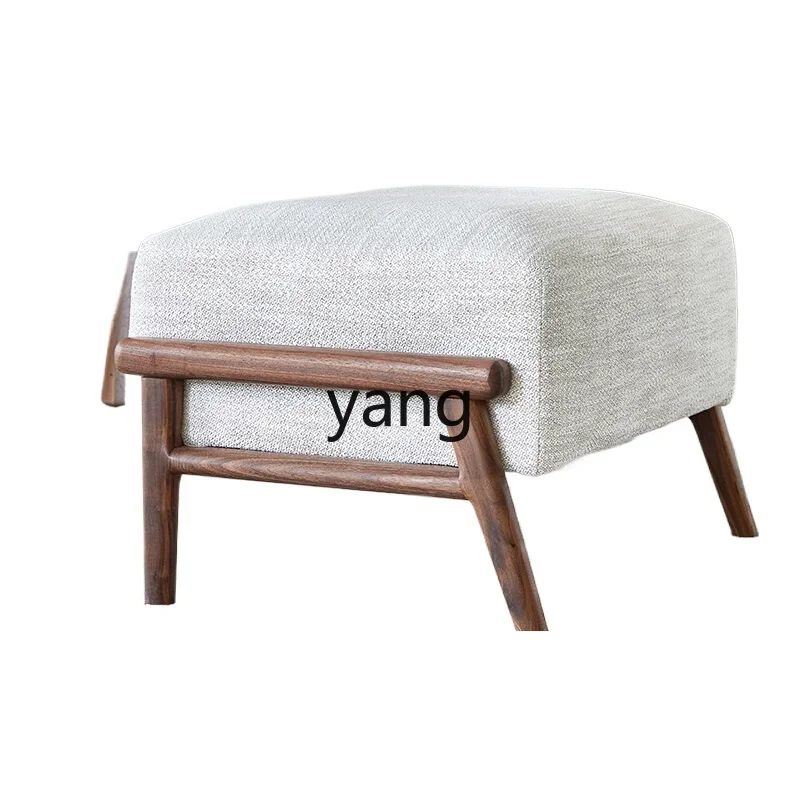 

LH solid wood small pedal black walnut footstool living room home entrance shoe changing stool