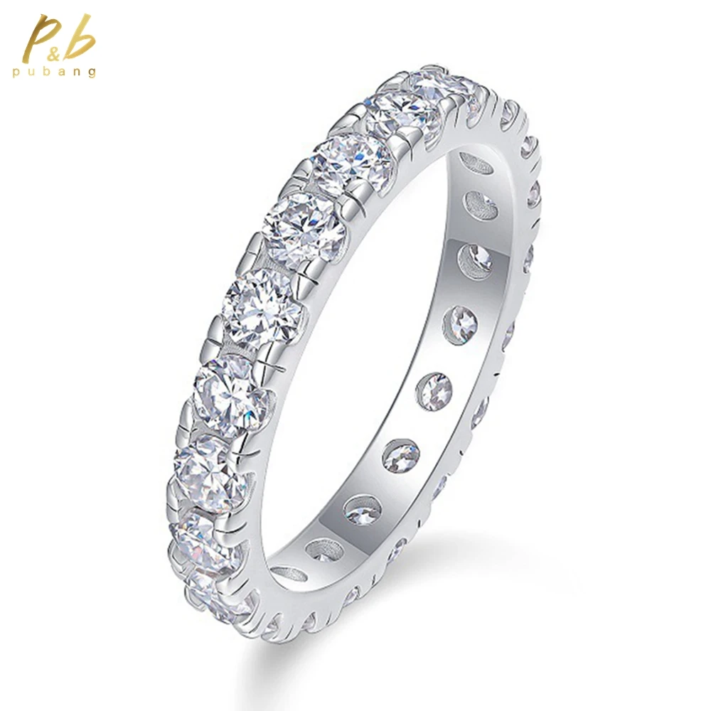 

PuBang Fine Jewelry 925 Sterling Silver GRA 3 MM Real Moissanite Diamond Gemstone Engagement Row Rings Wedding Band Wholesale