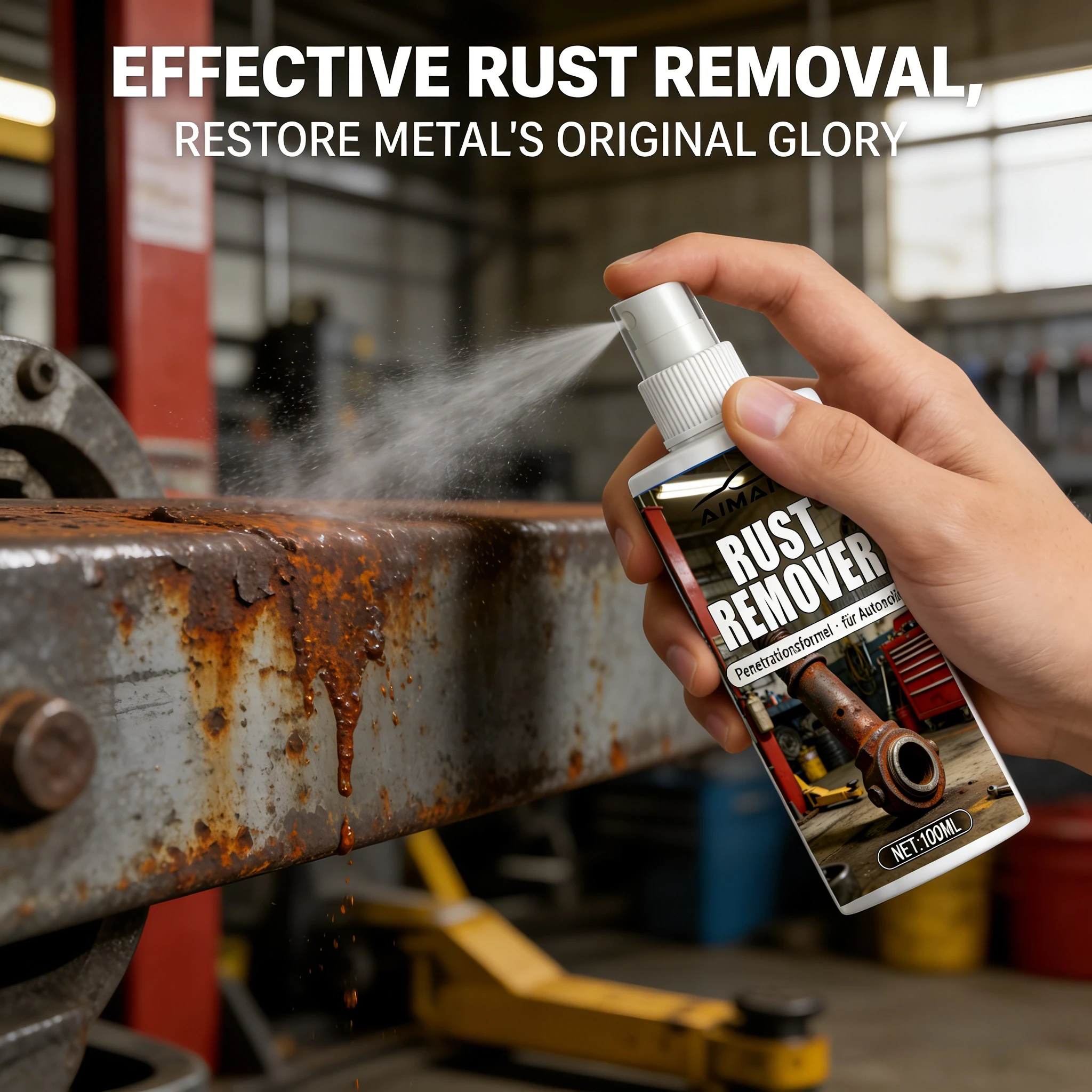 Schnellwirkendes Rostentferner-Spray - Schnelle Rostbeseitigung für Autozubehör, Fahrräder und Metallwerkzeuge, Verhindert Rostbildung
