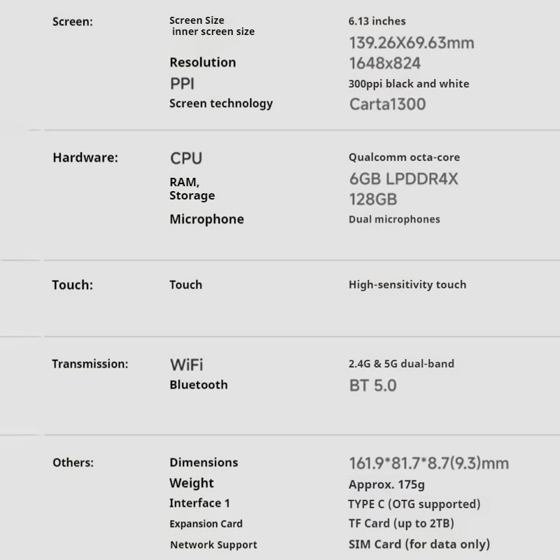 قارئ الحبر الإلكتروني Onyx BOOX P6Pro حماية العين الورقية الإلكترونية 6G 128G Wifi Bluetooth5.0 300ppi Pocket E-قارئ الحبر الإلكتروني قارئ رواية