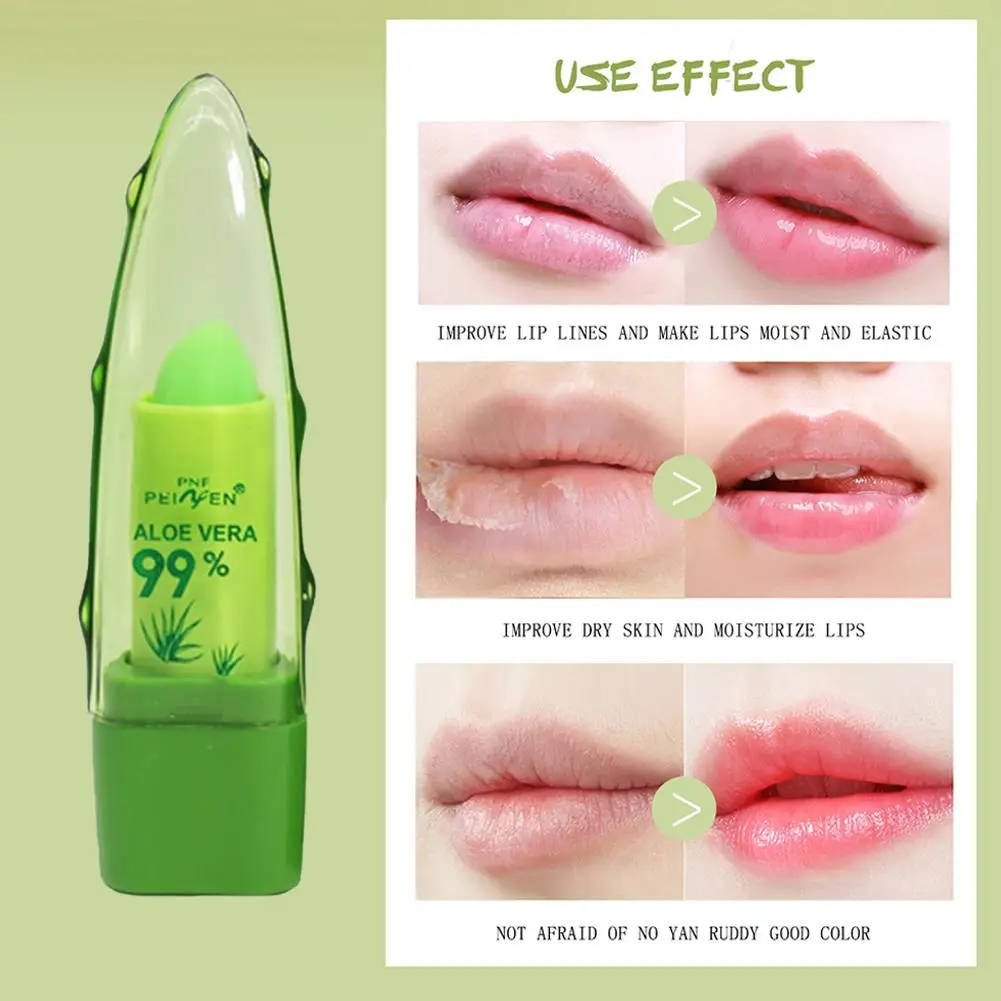 Aloe Vera Moisturizing Color Changing Lipstick - Green to Pink/Rose Red - Long-lasting Hydration - Perfect for Daily Lip Care