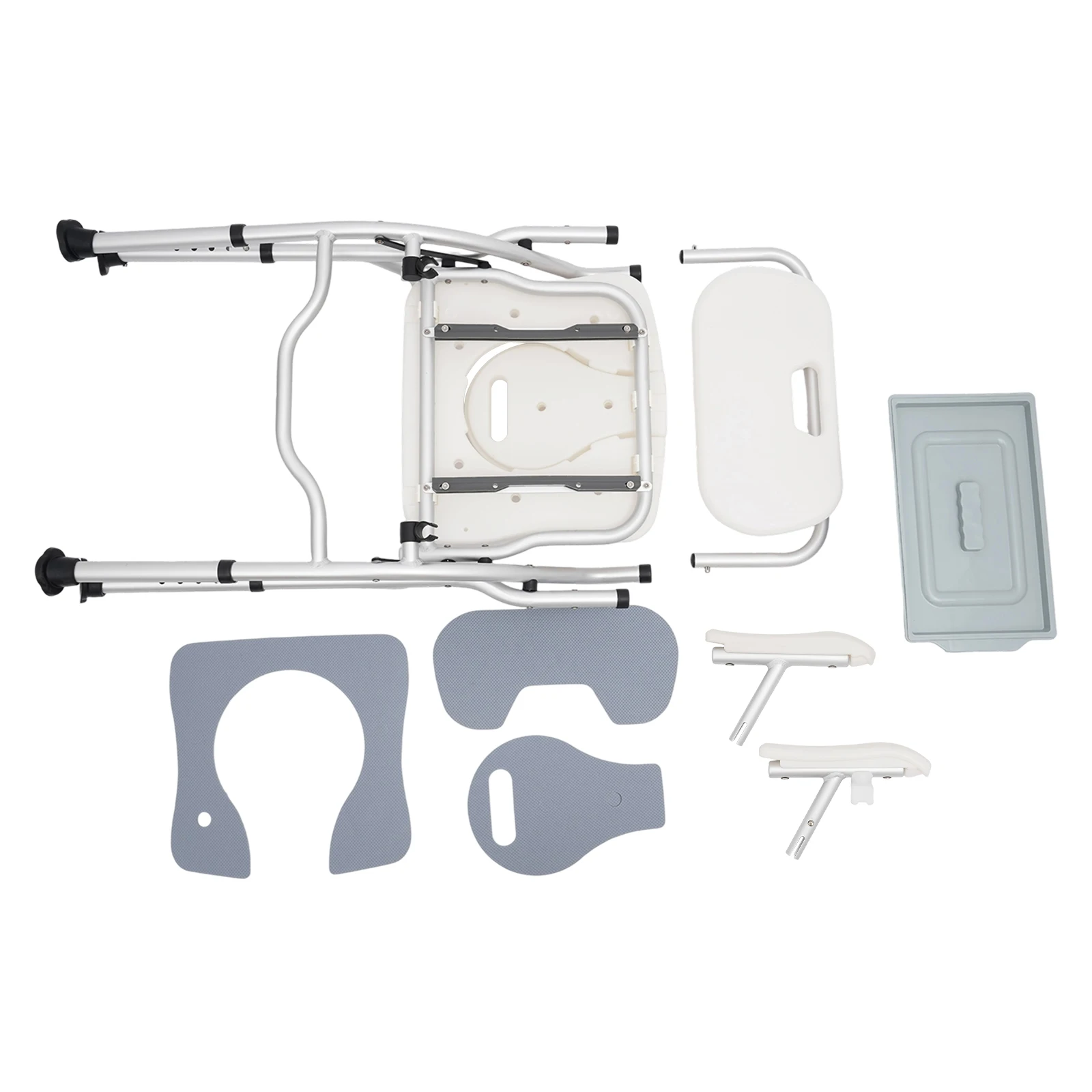 Sedia da doccia regolabile in altezza per anziani, comoda da comodino con braccioli e schienale