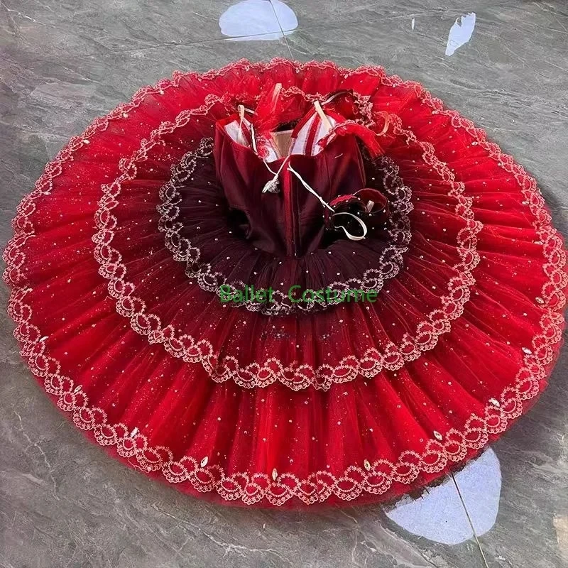 

Взрослая черная, красная предпрофессиональная балетная пачка, белое, черное балетное платье, костюм, детская балетная пачка с блинами, одежда для сценических танцев для девочек