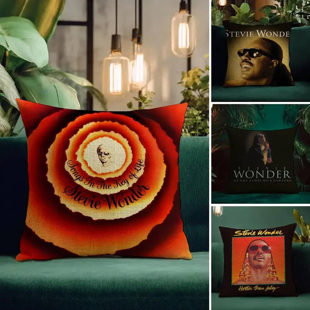 Singer Stevie Wonder Cushion Cover Natural Linen Pillowcase Set Cushion Cover for Sofa Bedroom Chair