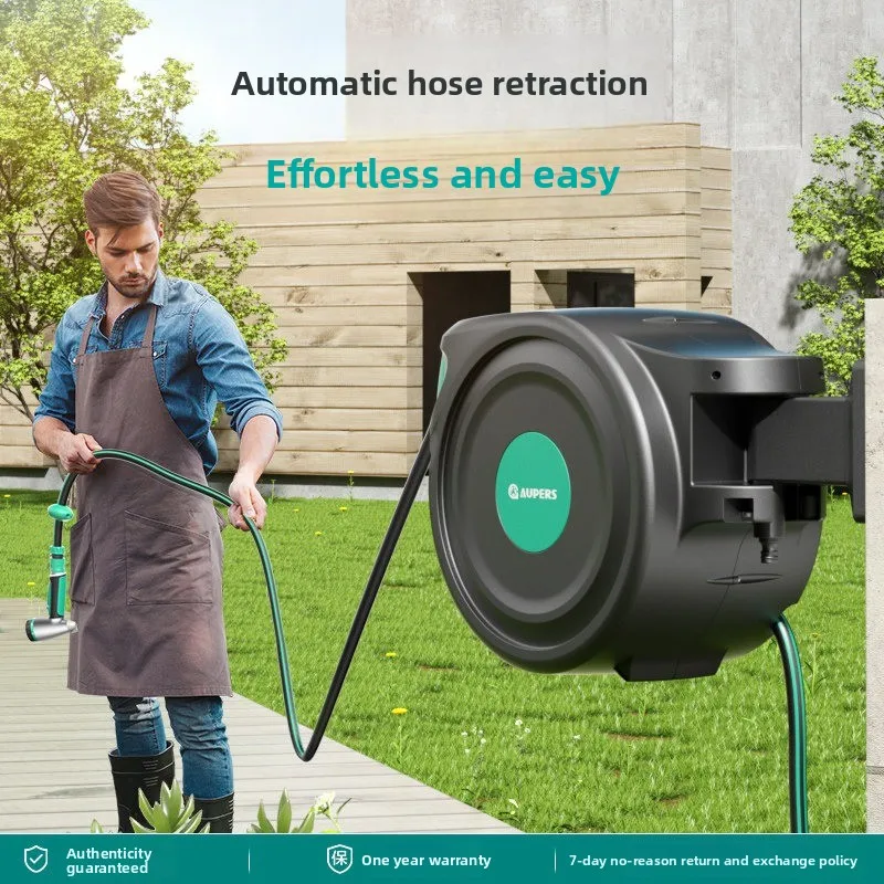 Automatic telescopic recycling water pipe truck, garden car wash and watering water artifact, water pipe reel storage rack