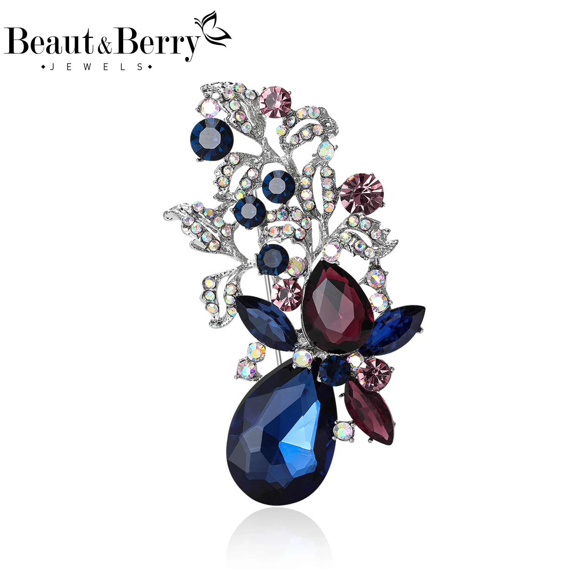 

Beaut&Berry Luxury Glass Vase Brooches for Women Unisex Rhinestone Plant Pins Casual Party Accessories Fashion New Gifts Friends