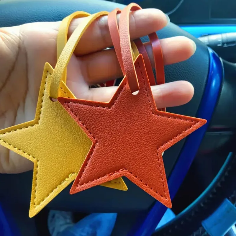 Star PU Leather Tassels Keychain Charms Tassels Five-pointed Star Tassels for Jewelry Making Key Chain