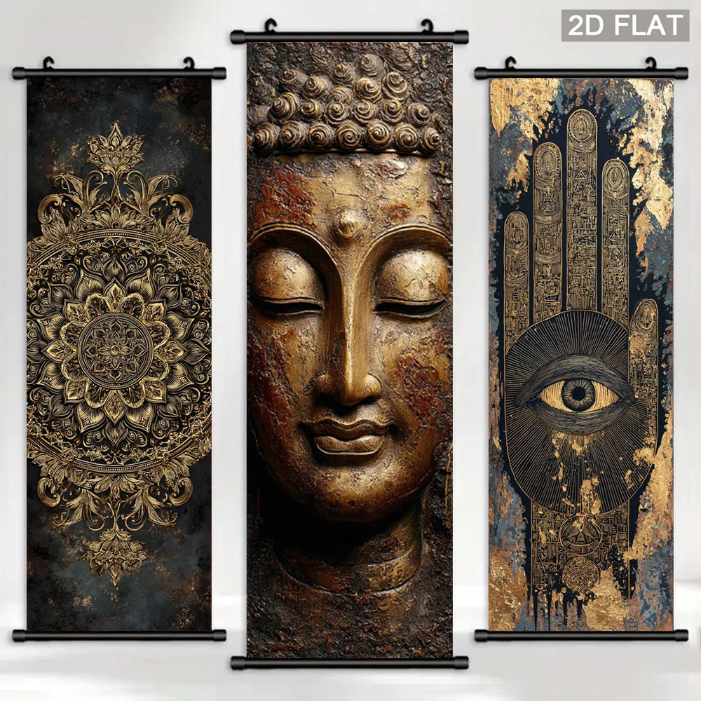 VIKAMA Koi Fish Lotus Framed Tapestry Korean Style Vertical Wall Art Decor for Living Room Bedroom Home Office Decoration Gift