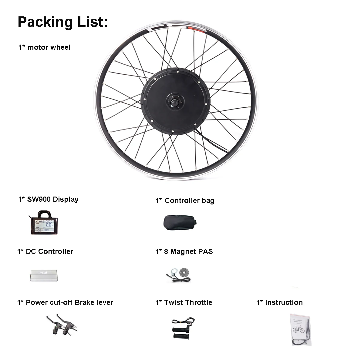 CSC 20 "26" 27.5 "29" 48 فولت 1000 واط 1500 واط مكبح قرصي/حافة الفرامل Ebike عدة دراجة كهربائية محور الجبهة الخلفية عجلة المحرك #3