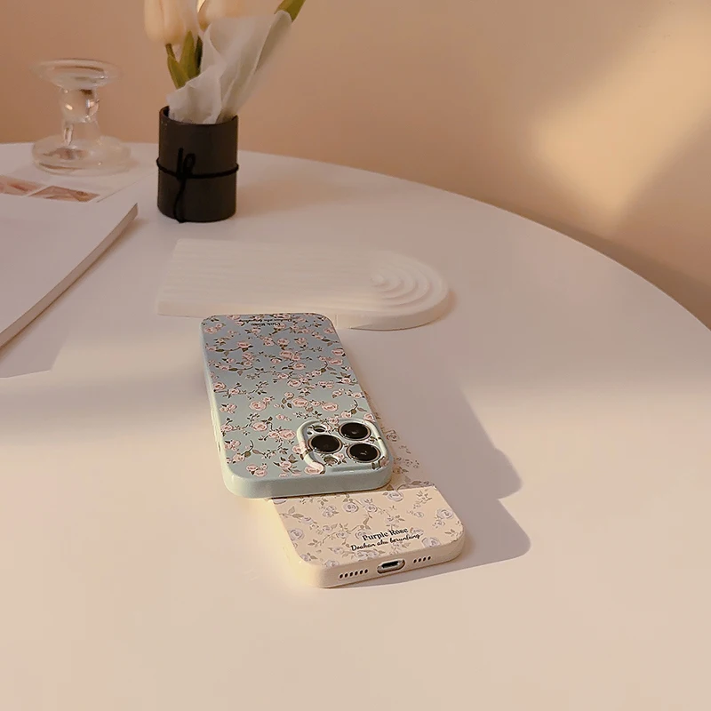 Coque de téléphone à fleurs brisées rétro pour iPhone, coque souple à fleurs simples, coque de pare-chocs antichoc, mode Max, 16, 15, 14, 13, 12, 11