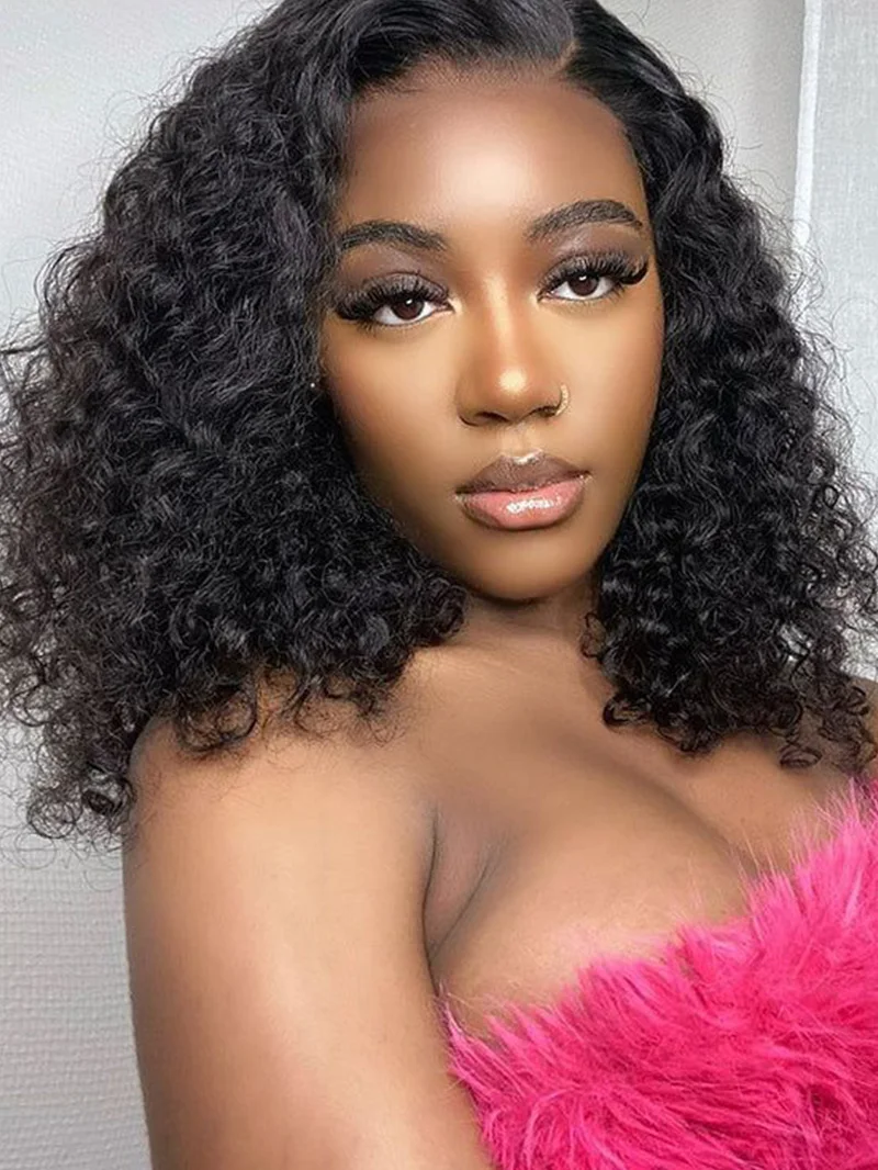 

Brazilian deep wave 5x5 bob hd lace frontal human hair wig for women 13x6 glueless preplucked cheap curly wigs on sale clearance