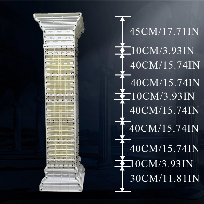 Trwała betonowa forma słupka, trwała tralka, kwadratowy słupek, plastik ABS, rzymska forma słupka, 40cm, 15,75 cala