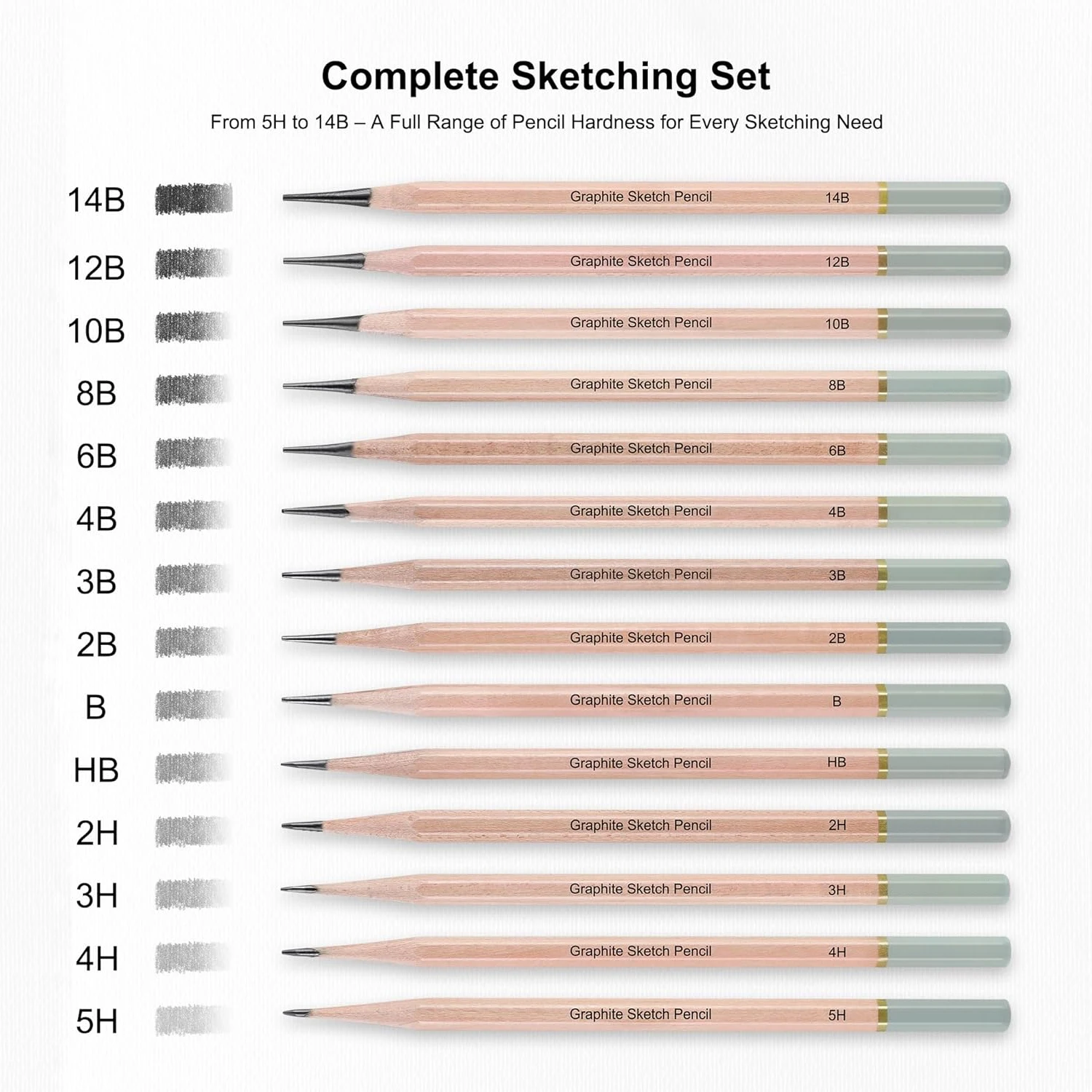 Sketching Pencil Set,5H-14B Graphite Pencils for Pro Artists,Drawing,Drafting,Sketching,Shading(6/12/14/20 pcs)