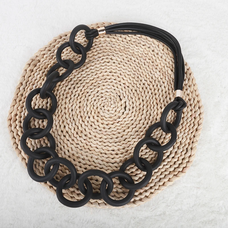 UKEBAY New Ethnic Style Black Circle Hollow Rubber Chain Hand-designed Gothic Punk Style Fashion Clothing Matching Necklace image 5