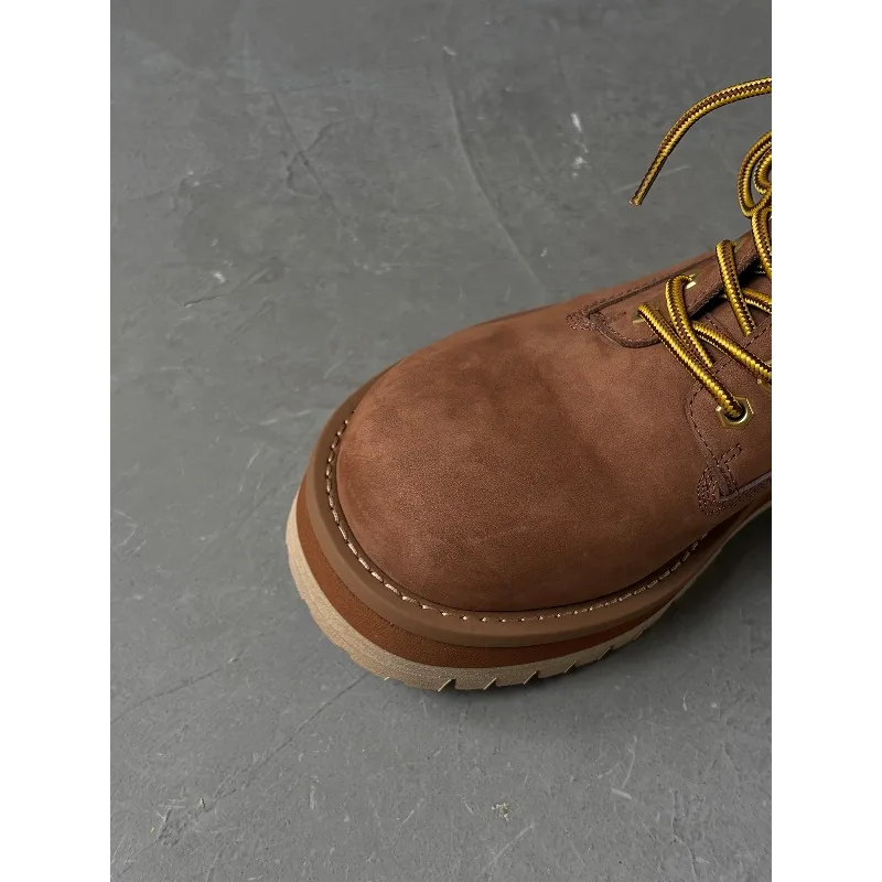 النمط البريطاني الرجال حذاء من الجلد البني الرجعية جلد طبيعي عادية العصرية سميكة وحيد أحذية عمل المشي لمسافات طويلة في الهواء الطلق أحذية الصحراء