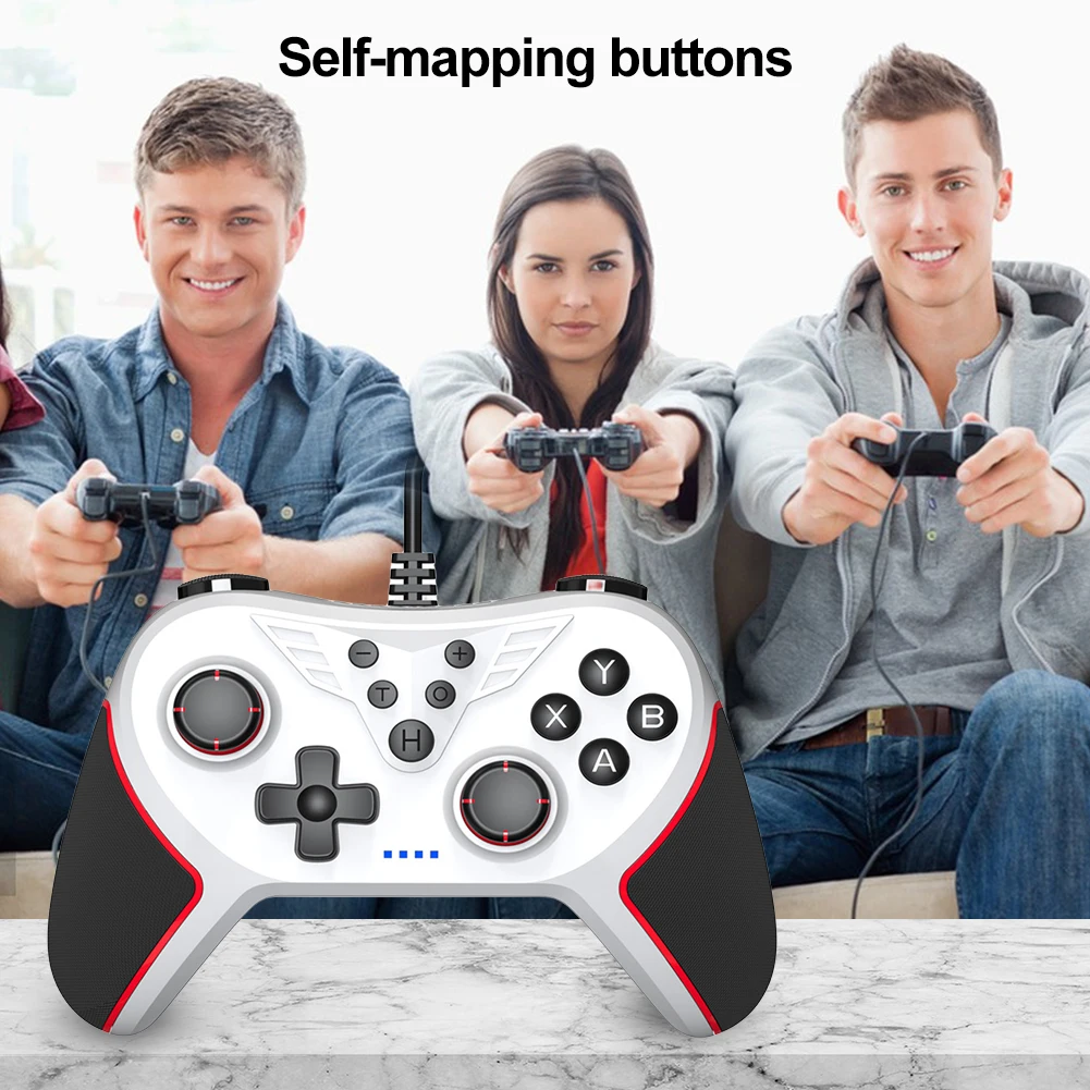 وحدة تحكم سلكية USB بطول 2 متر، لوحة ألعاب سلكية مع وحدة تحكم ألعاب سلكية اهتزاز لوحدة تحكم ألعاب نينتندو سويتش وأجهزة الكمبيوتر التي تعمل بنظام Windows