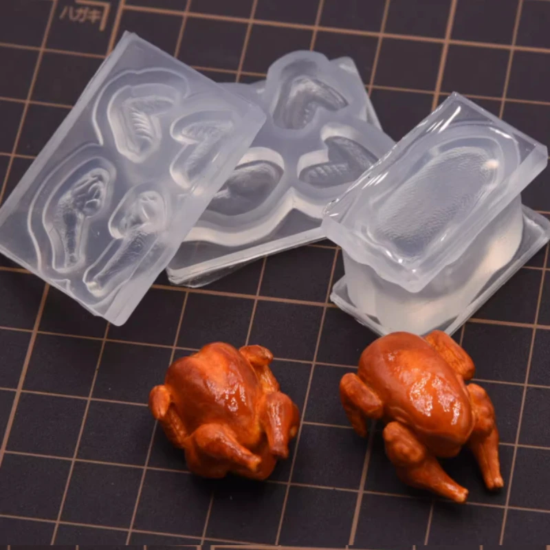 Roast Chicken Silicone Molds Set Handmade DIY Resin Clay Ultra-light Clay Making Roast Chicken Decorative Items Pendant Molds