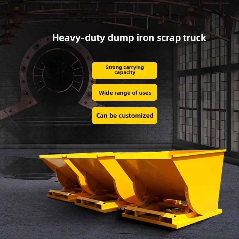 ii-Heavy-duty self-loading iron scrap cart with thickened cold-rolled steel plate construction for high load-bearing capacity
