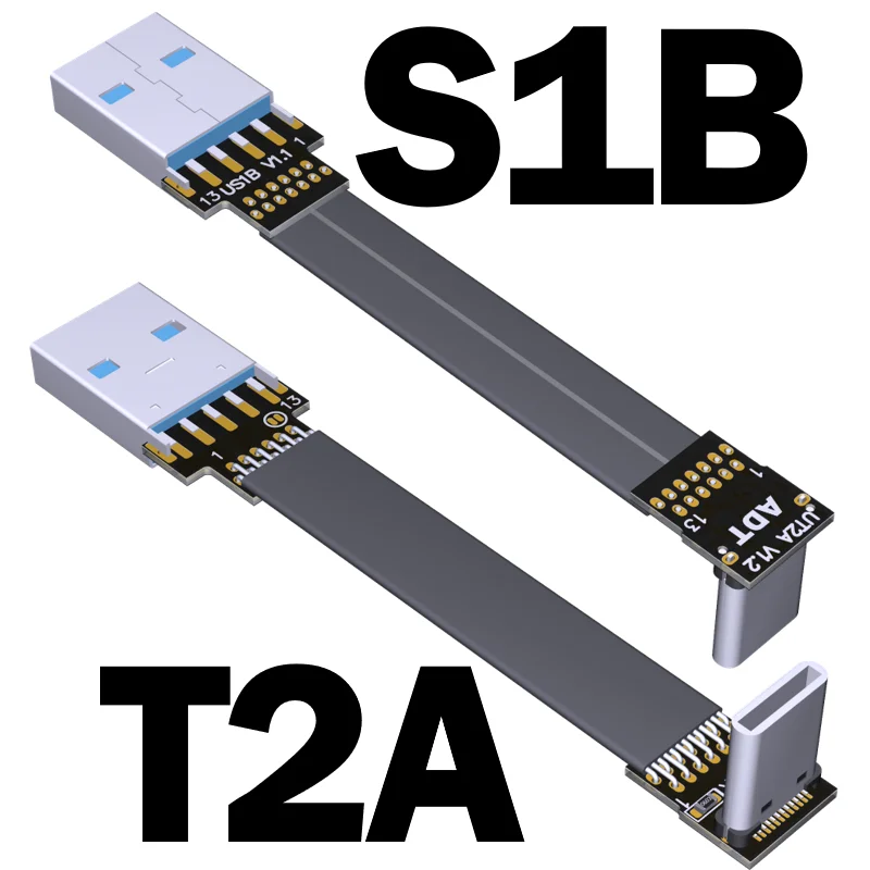 Ngắn Đen FFC USB C FPV Bằng Phẳng Mỏng Viền Mỏng FPC Cáp USB Loại C 90 Độ Để Tiêu Chuẩn USB Một Cho Đồng Bộ Và Sạc