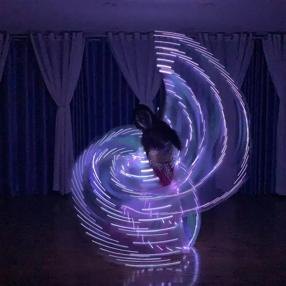 Ailes blanches horizontales lumineuses LED personnalisées, accessoires de danse du ventre orientale transparents, accessoires d'ailes de performance