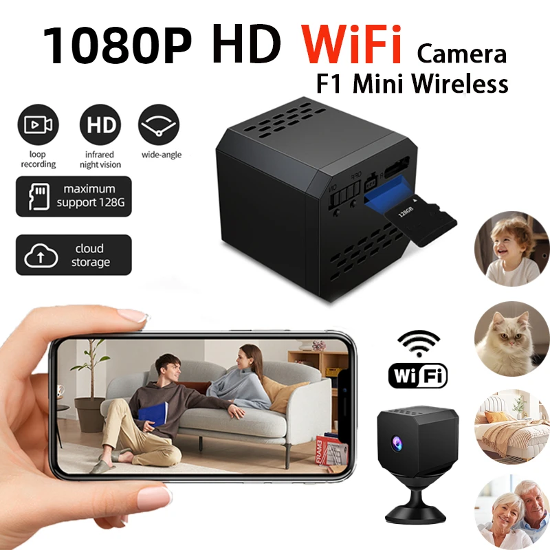 

Mini HD Wireless WiFi IP Camera Smart Home Security Night Vision 1080P Protection Remote Video Surveillance Square Camera New