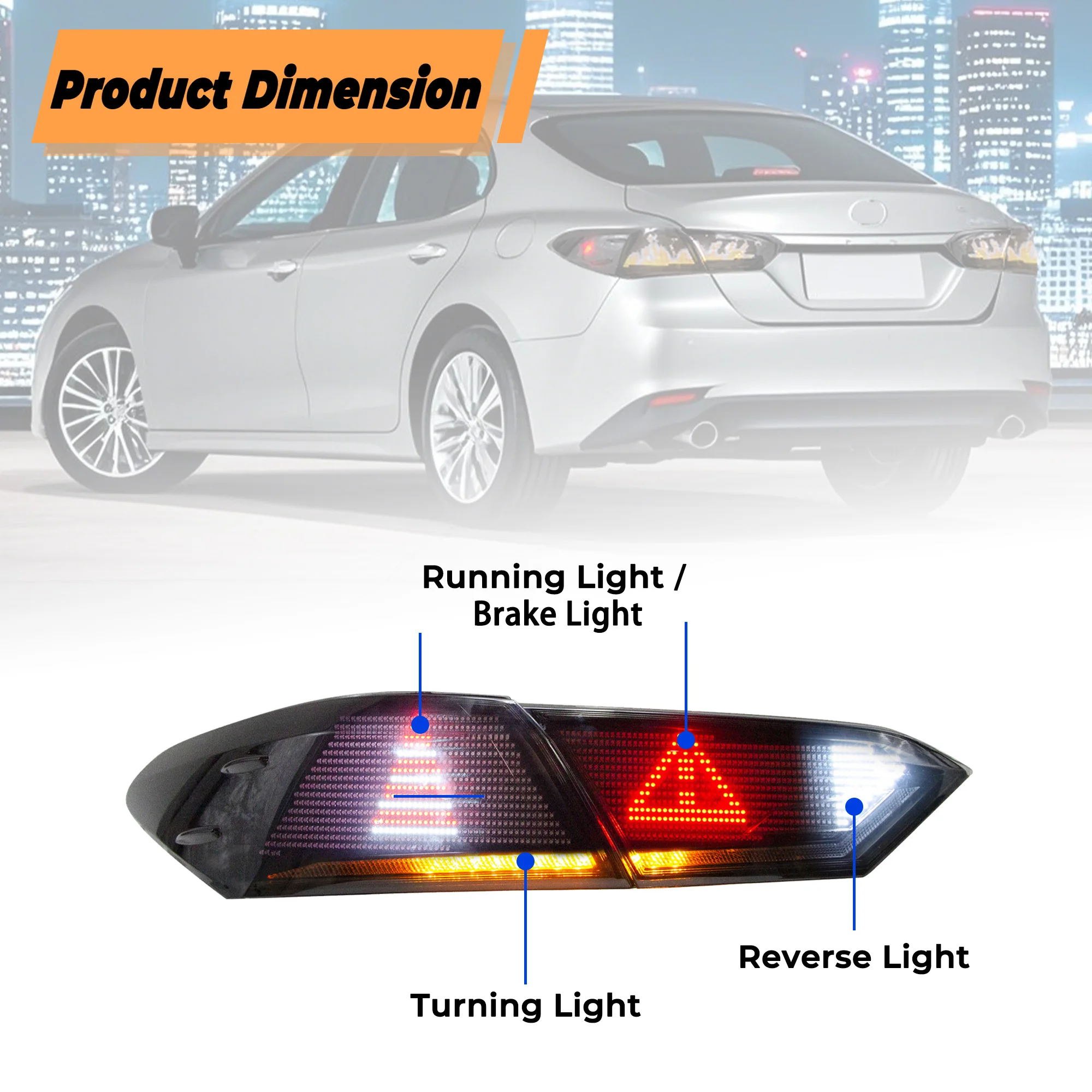

DK Motion 2018-2023 Car Rear Lamps For Toyota Camry 8 Gen Th LE/SE/XLE/XSE/TRD RGB Digital LED Tail Lights Smoke Lens